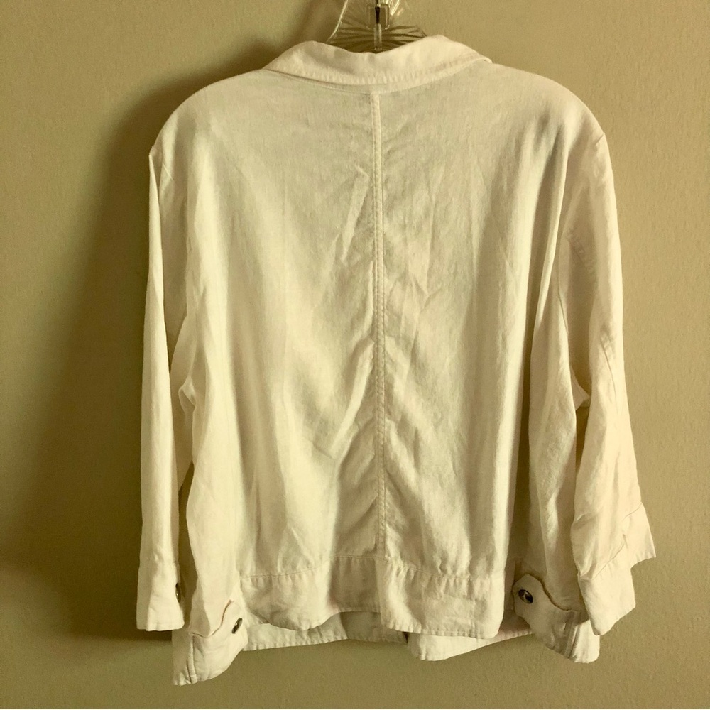 CJ Banks Plus Size White Linen Jacket - Picture 2 of 9
